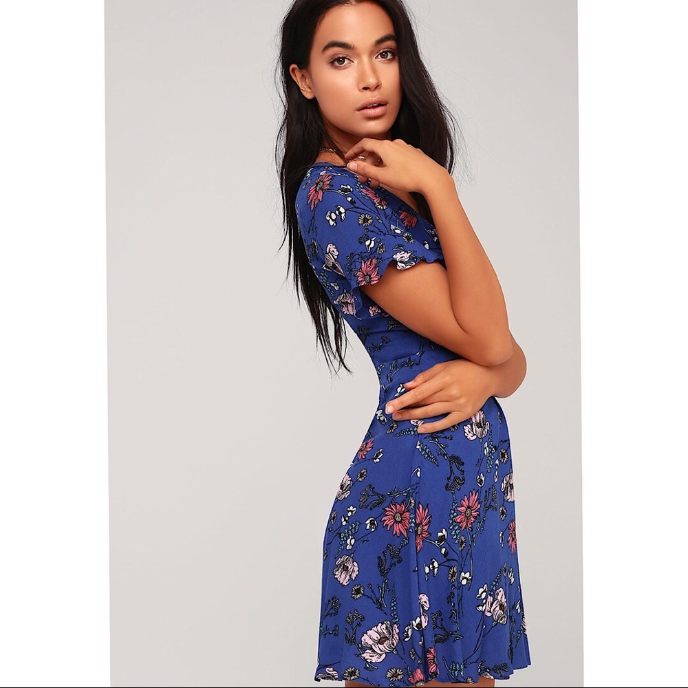 Lulu’s Botanical Bounty Blue Floral Dress